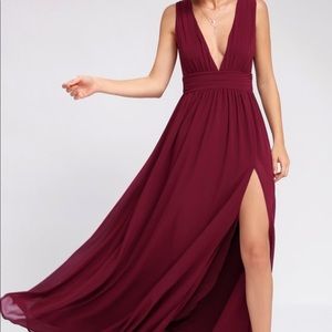 Lulu’s Heavenly Hues Burgandy Maxi Dress